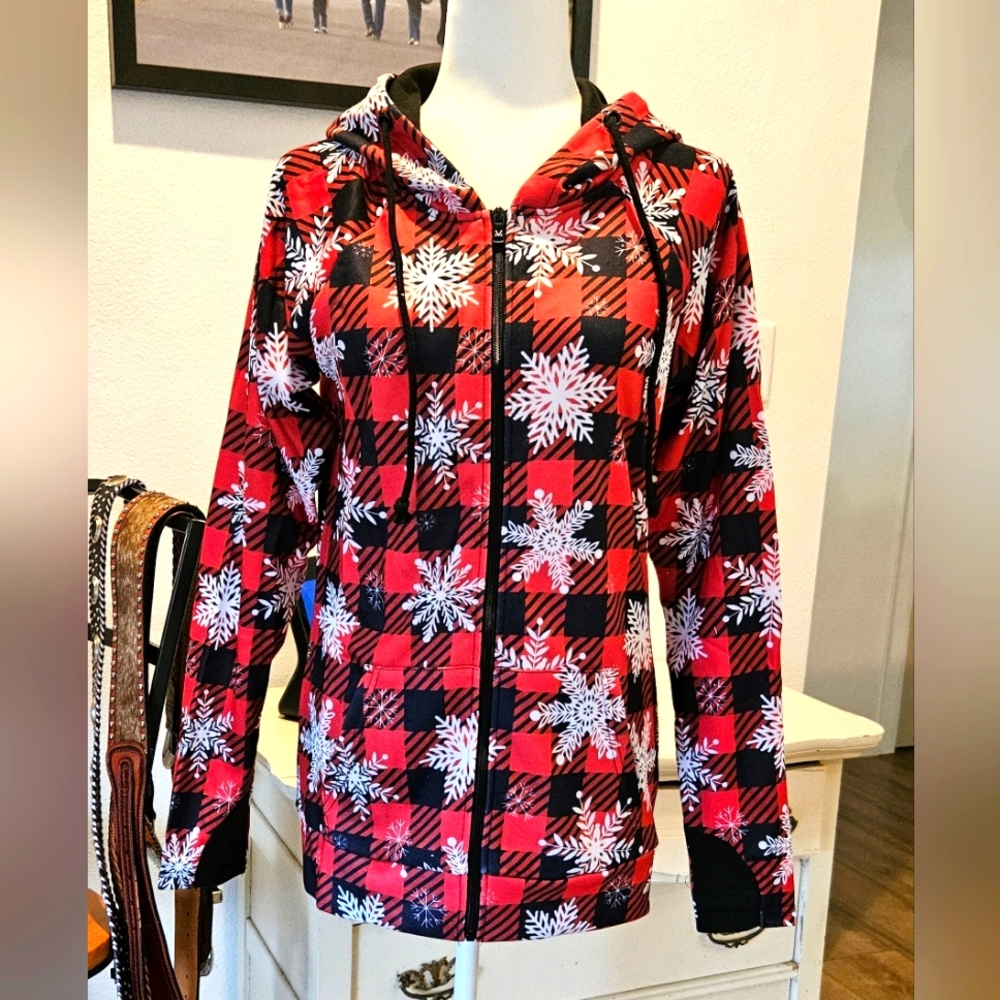 NWT'S - MICHELLE MAE - Cute Christmas/Winter Full Zip Lightweight Sweatshirt